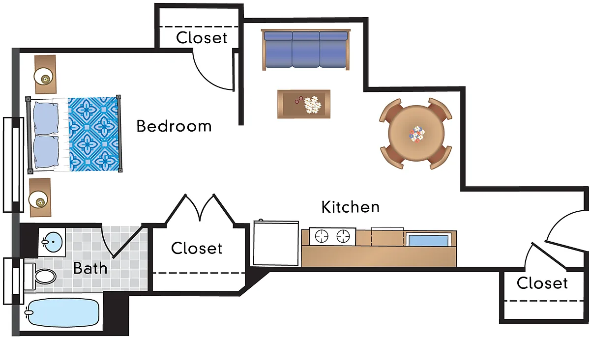 Floor plan Renovated Studio 02A Tier