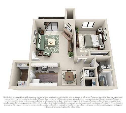Floor plan 1x1 Premium Ponderosa