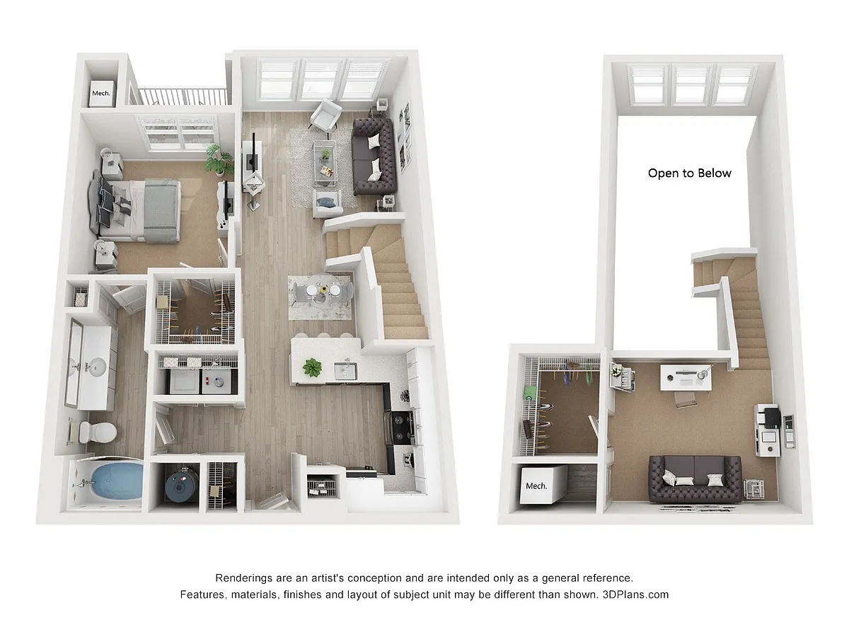 Floor plan One Bedroom w-Loft R