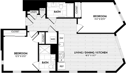 Floor plan A2 2C - 2 Bed/2 Bath