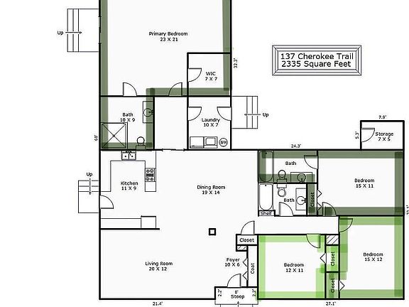 Two en suite bathrooms. The primary bedroom is extremely specious with a walk-in closet.
