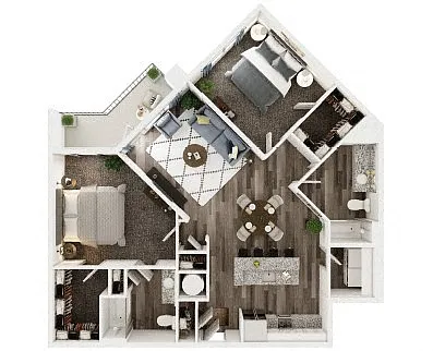 Floor plan 2 Bedroom 2 Bath C