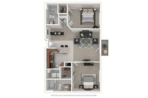 Floor plan 2 Bedroom 2 Bath