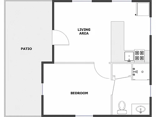 Floor plan 1 Bed / 1 Bath: Type B