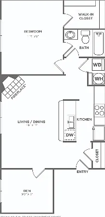 One Bedroom One Bath with Den (734 SF) One Bedroom One Bath with Den (734 SF)