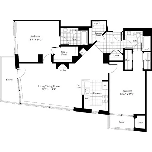 Floor plan 2 Bedrooms P
