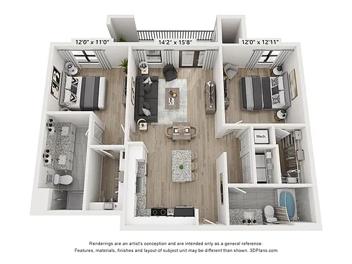 Floor plan Edenhurst 2BD 2BA