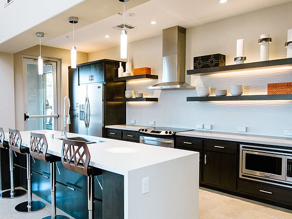 Social Room with Kitchen and Fireplace
