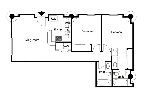 Floor plan 2 Bedroom/2 Bathroom