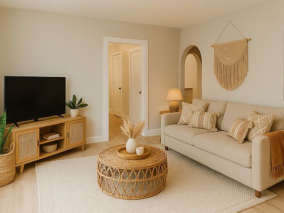 staged living room (house is unfurnished)