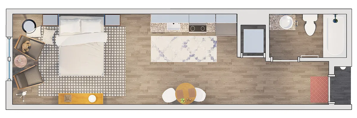 Floor plan Building 3: M3-B | Micro Studio + Murphy Bed/Sofa