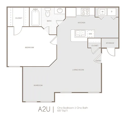 Floor plan Willow Upstairs 1 Bed 1 Bath