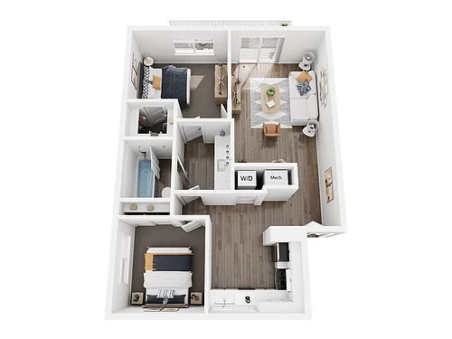 Floor plan Renovated 2 Bed, 1 Bath W/D