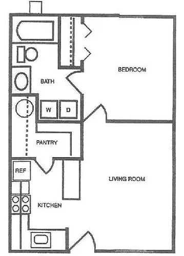 Floor plan One Bedroom One Bath