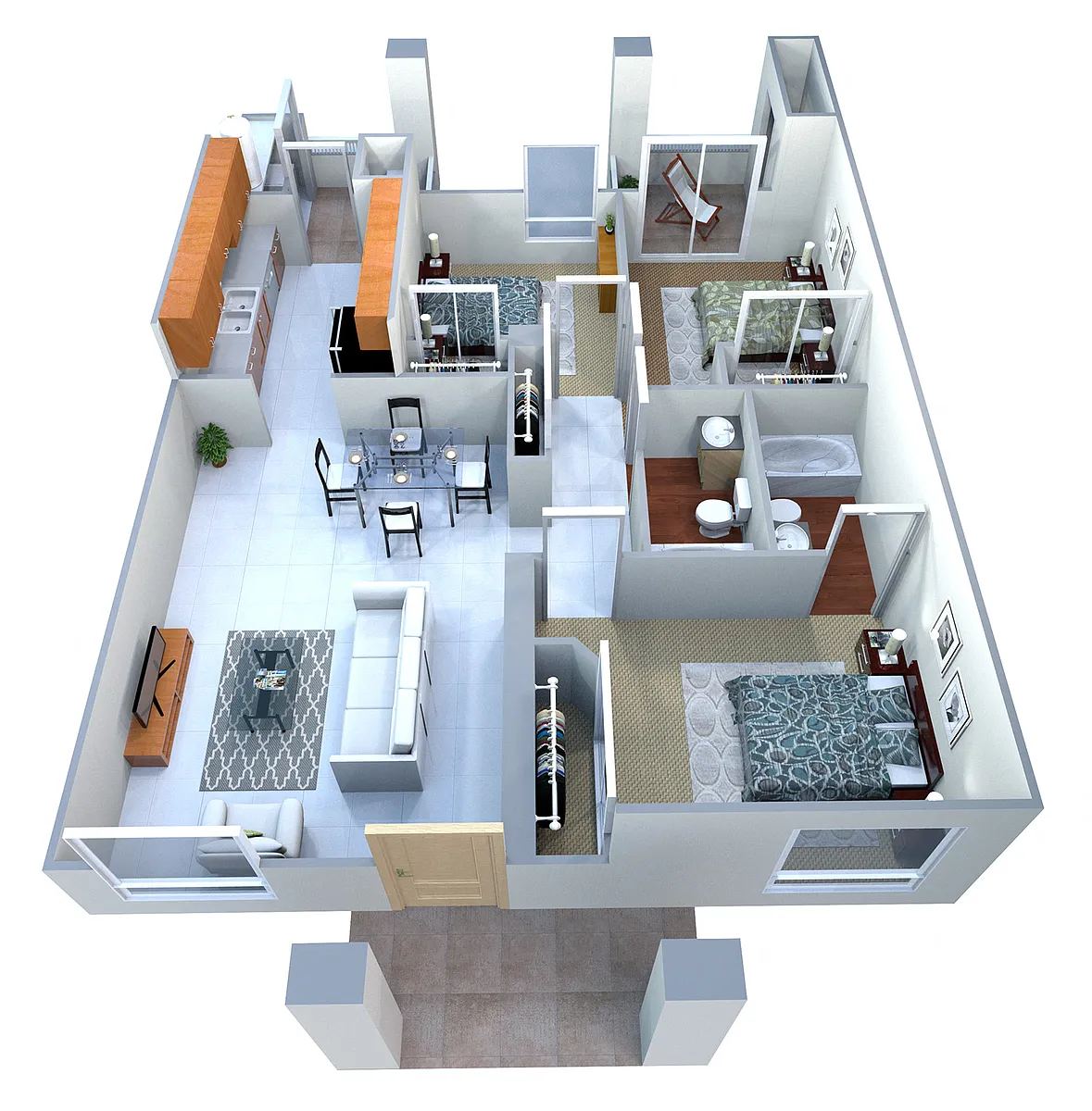 Floor plan 3 Bed 2 Bath A