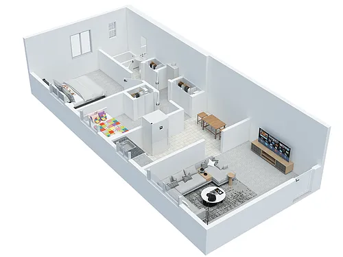 Floor plan 2 BD 1 BA Deluxe