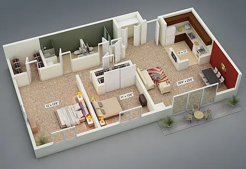 Floor plan Two Bedroom End Suite