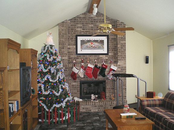 Vaulted with Floor to Ceiling Fireplace