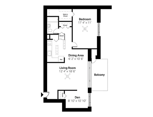 Floor plan One Bedroom with Den