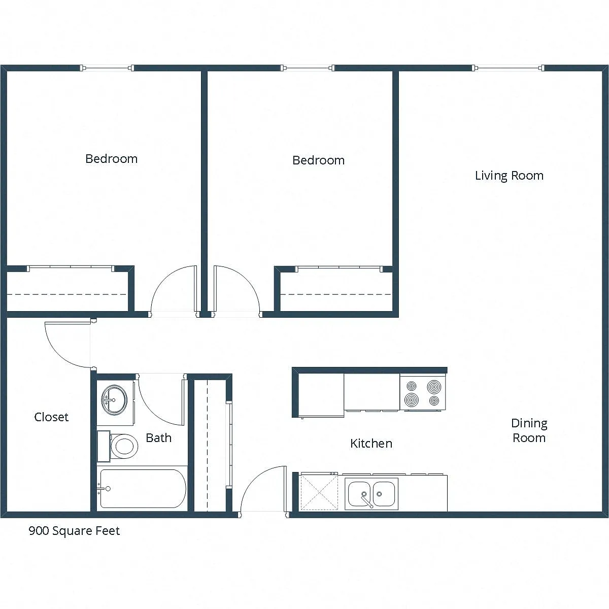 Floor plan Two Bedroom 21B