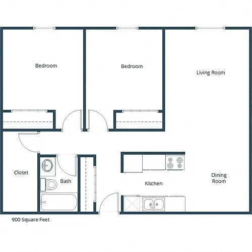 Floor plan Two Bedroom 21B