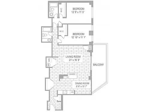 Floor plan 2BR/2BA MODERNIZED