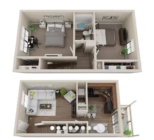 Floor plan 2BR - 1.5BTH Townhome
