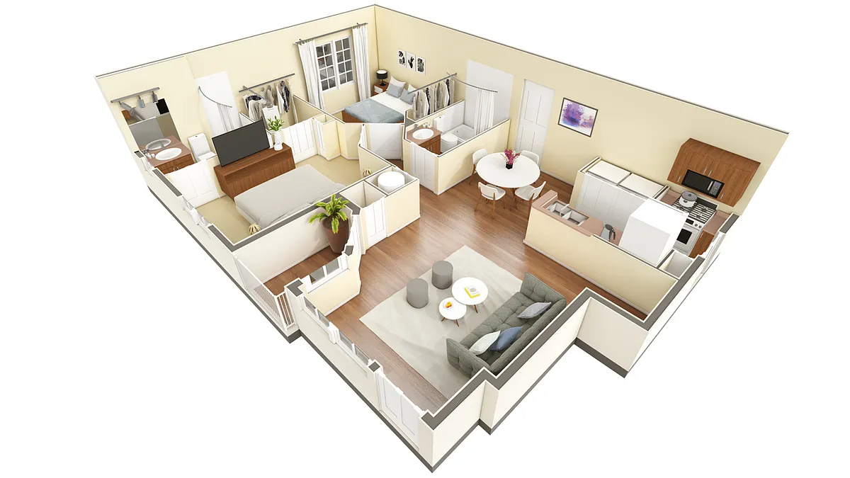 Floor plan 2 BR Designer Courtyard