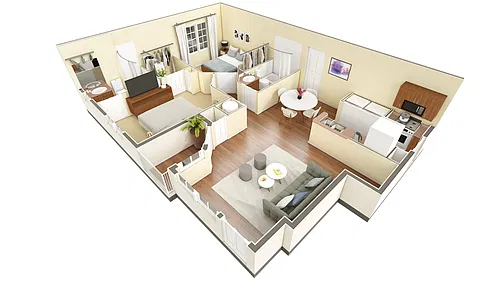 Floor plan 2 BR Designer Courtyard