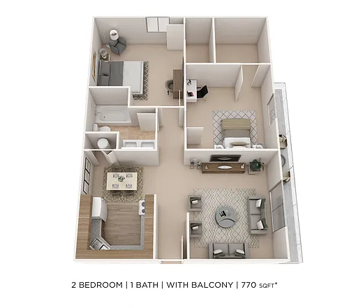 Floor plan Two Bedroom- 770 sqft