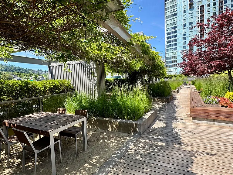 Outdoor areas for residents to enjoy including lounge areas, dining tables and BBQ's.