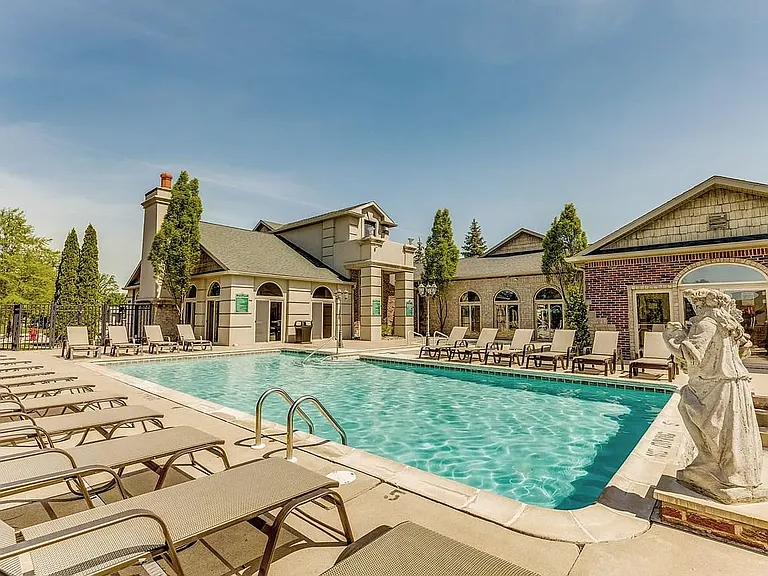 one of two outdoor pools