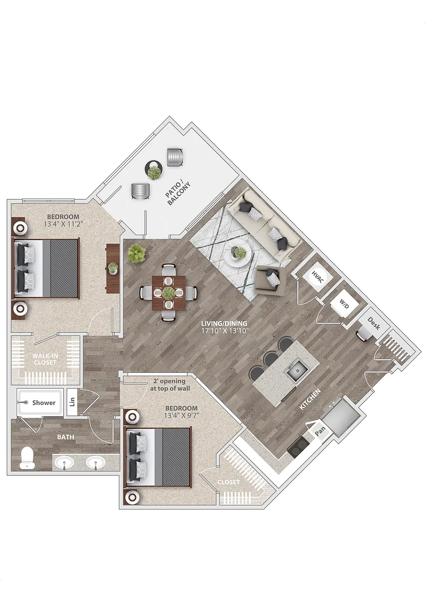 Floor plan B1 - Executive 1BR with Study