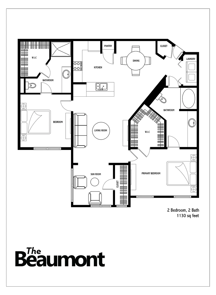 Floor plan 2 Bed 2 Bath