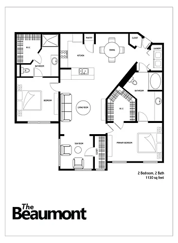 Floor plan 2 Bed 2 Bath