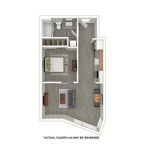 Floor plan 1 Bedroom B C D