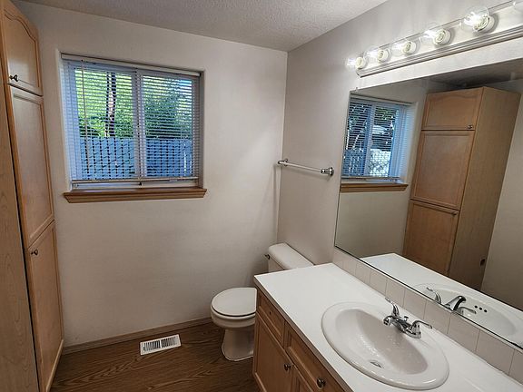 Downstairs bathroom/laundry room. New floors and vanity top. Washer/dryer is not shown in picture but will be included.