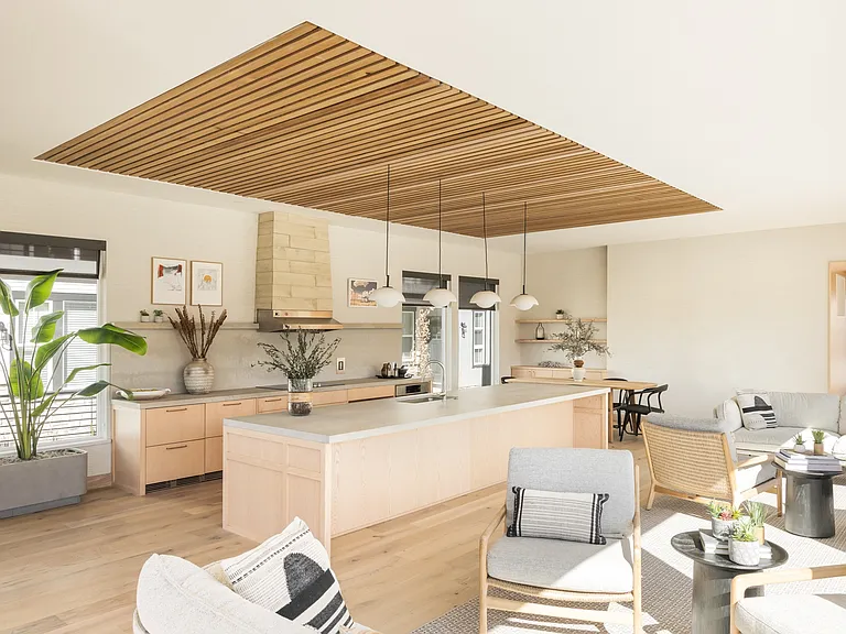 Pool-house lounge with catering kitchen.