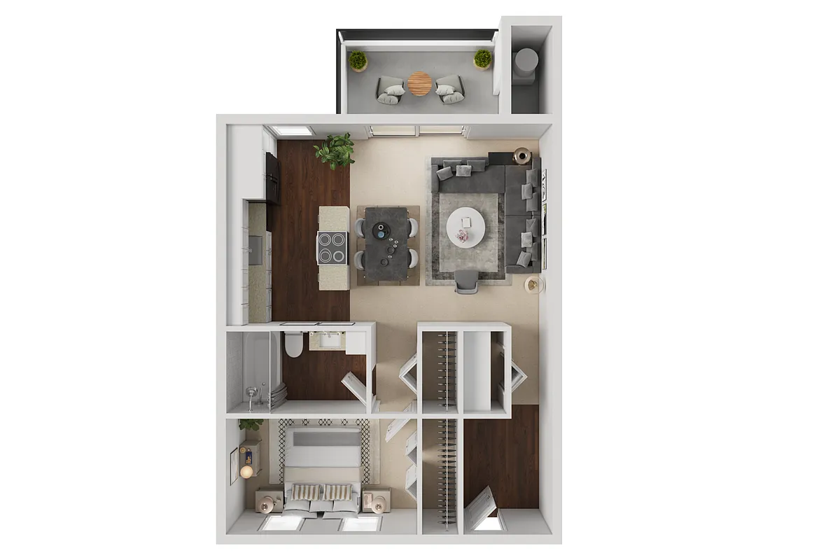 Floor plan 1BD, 1BTH