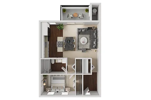 Floor plan 1BD, 1BTH