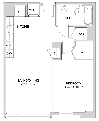 Floor plan 1 Bed_1 Bath-A3_1BR_A