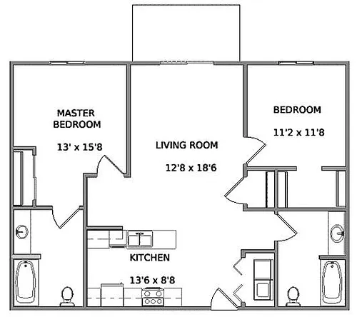 Floor plan 2 bedroom 2A