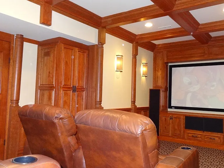Home Theater w 8 Recliners in Walk-out Basement