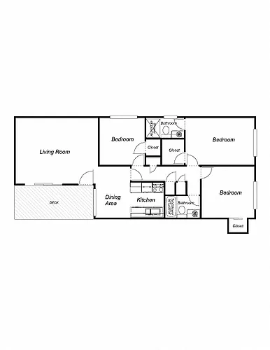 Floor plan 3-Bedrooms, 2-Bathrooms
