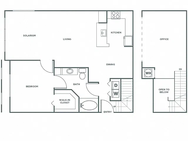 Floor plan One Bedroom One Bath (1173 SF)