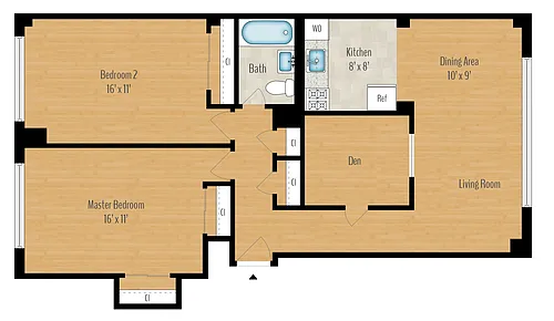 Floor plan 2 Bedroom + Den