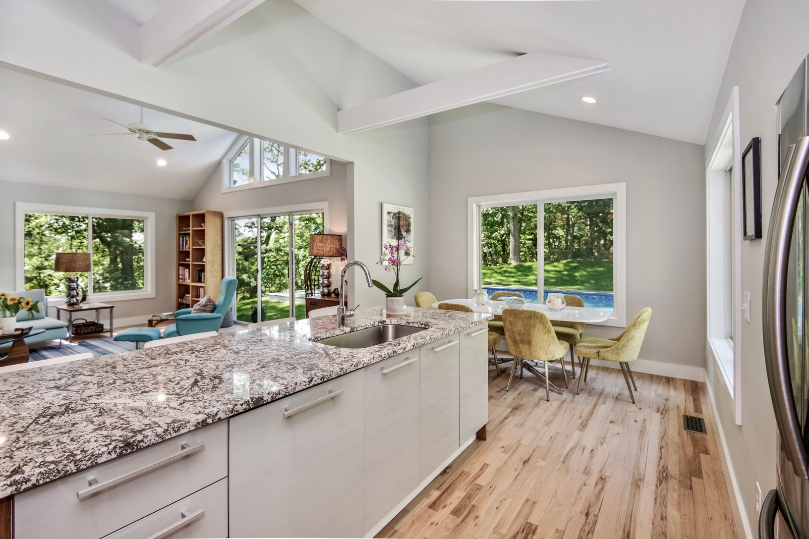  Airy space with vaulted ceilings and windows galore.