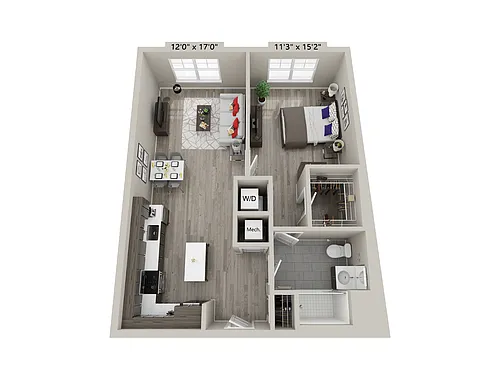 Floor plan 1 Bed/1 Bath-B11