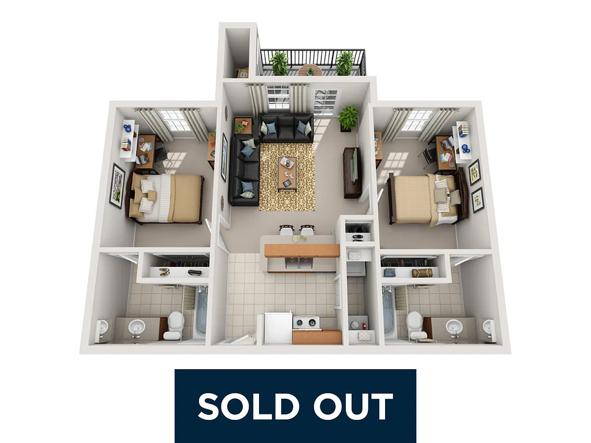 Floor plan 2 Bedroom 2 Bathroom
