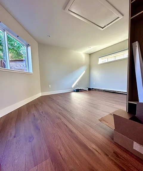 Bedroom has a small attic with a pull down attic stairs for extra storage